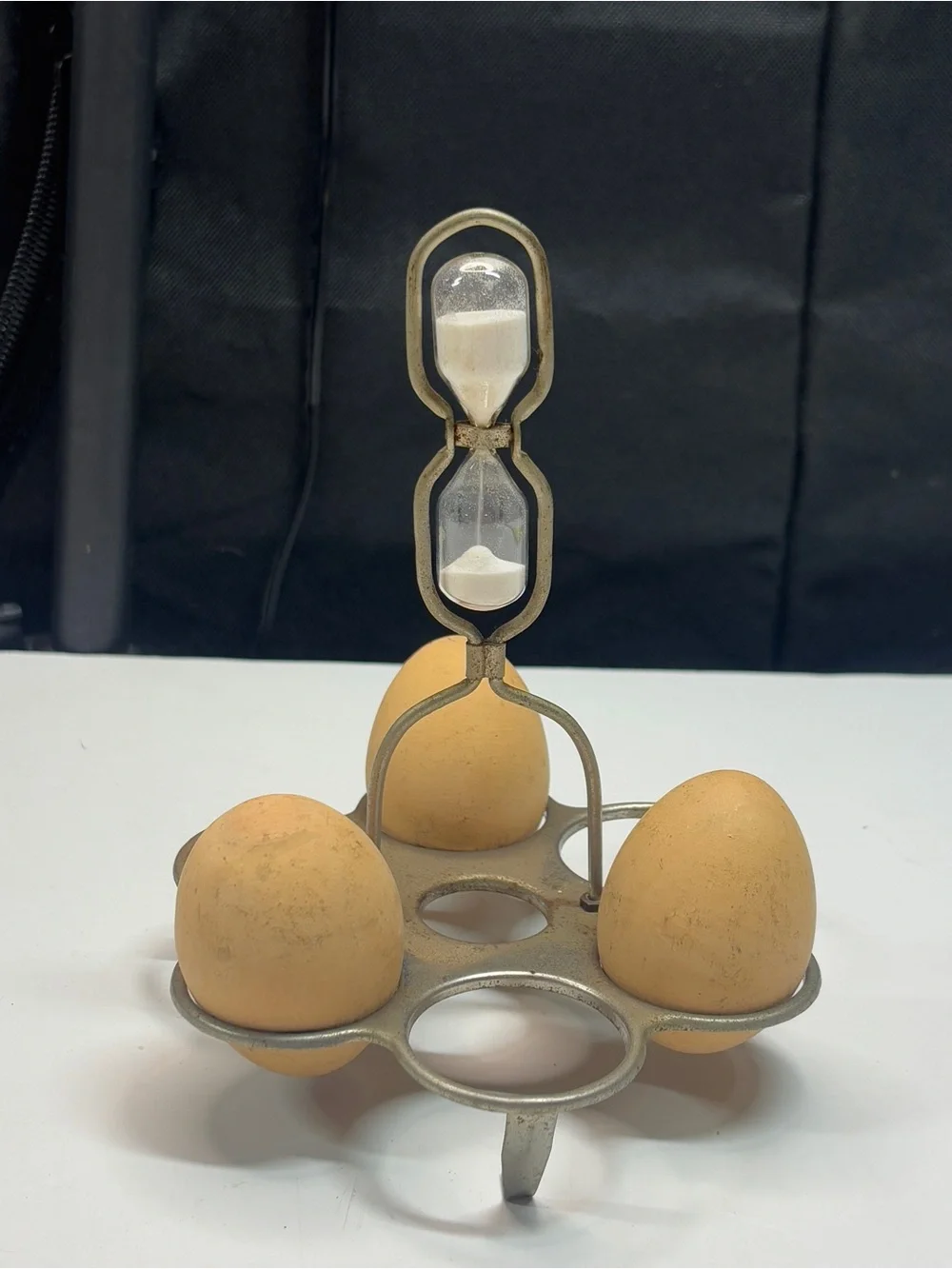 Egg Boiling Rack w/Hourglass Timer Made in Japan Grandma Core Country Granny Vtg